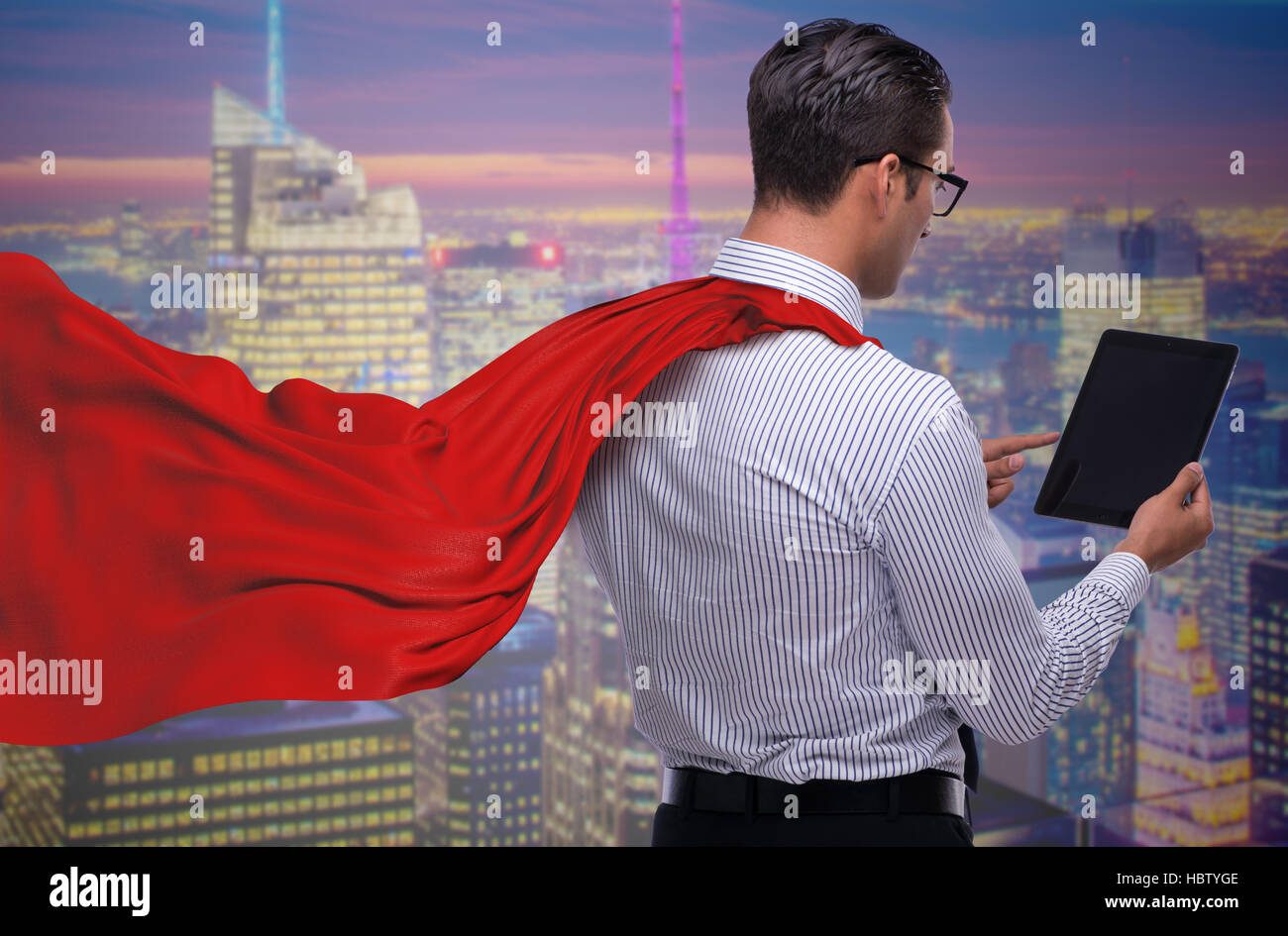 The man in red cover protecting city Stock Photo - Alamy