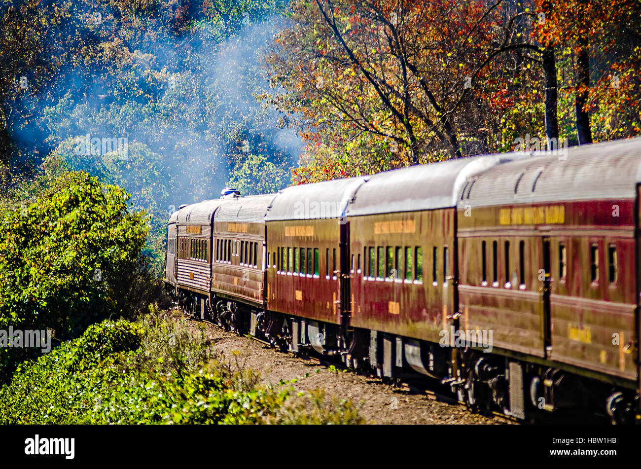 great smoky mountains rail road train ride Stock Photo Alamy