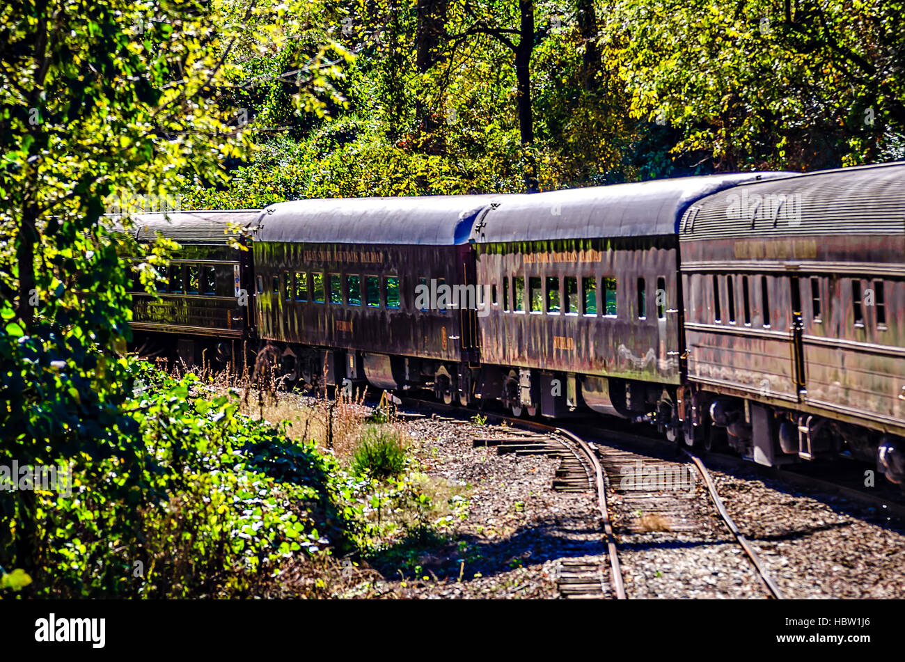 great smoky mountains rail road train ride Stock Photo Alamy