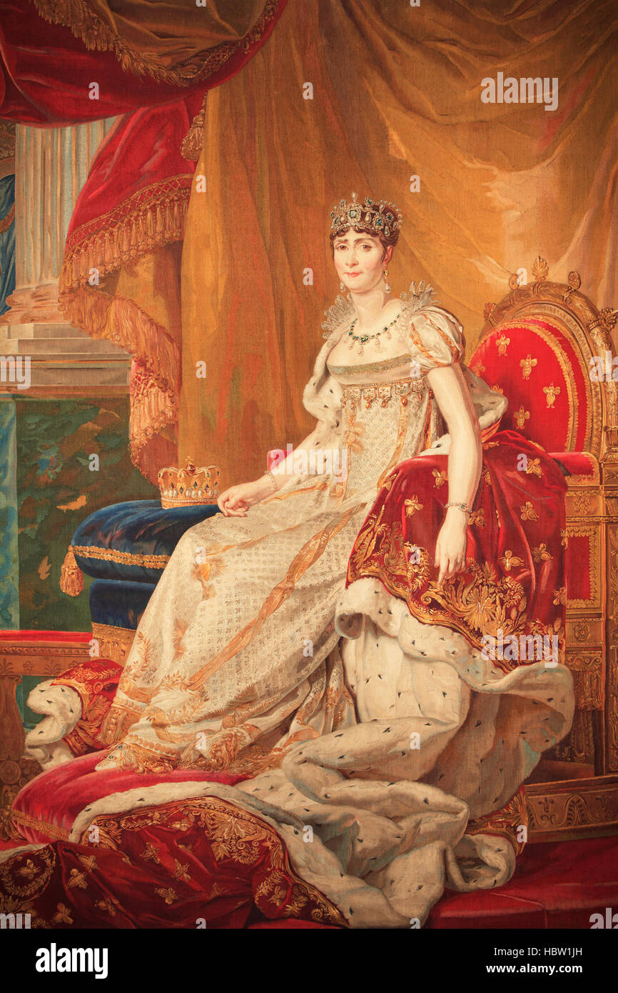 The First Empress of the French, Josephine de Beauharnais (1763-1814) on a tapestry at the Chateau de Malmaison in Rueil-Malmaison, France Stock Photo