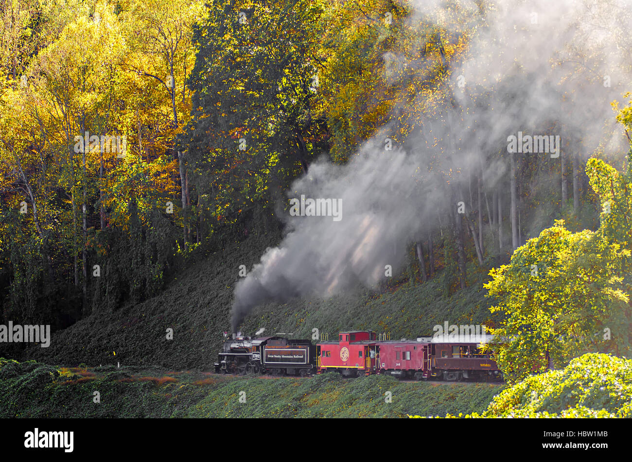 great smoky mountains rail road train ride Stock Photo Alamy