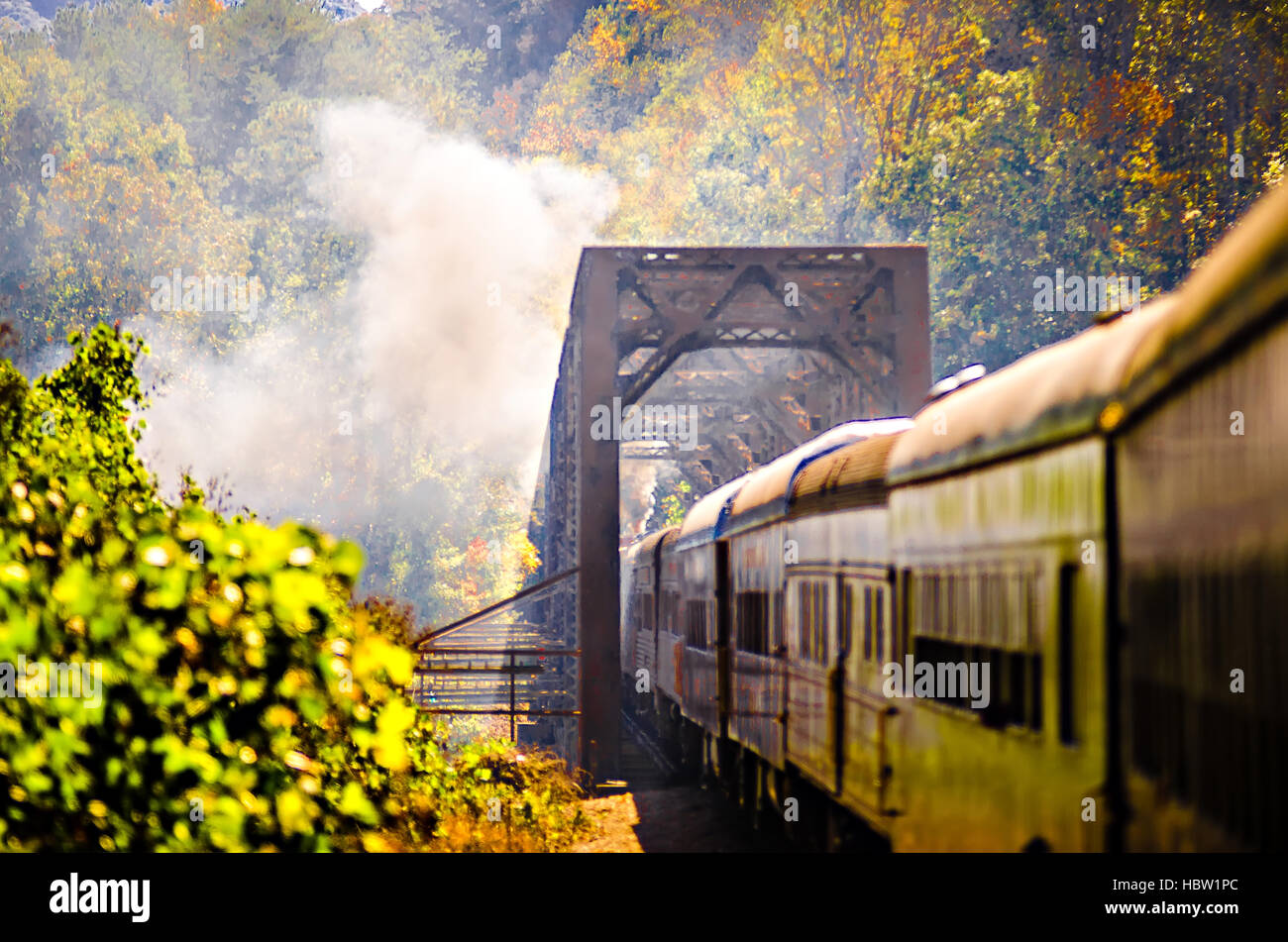 great smoky mountains rail road train ride Stock Photo Alamy