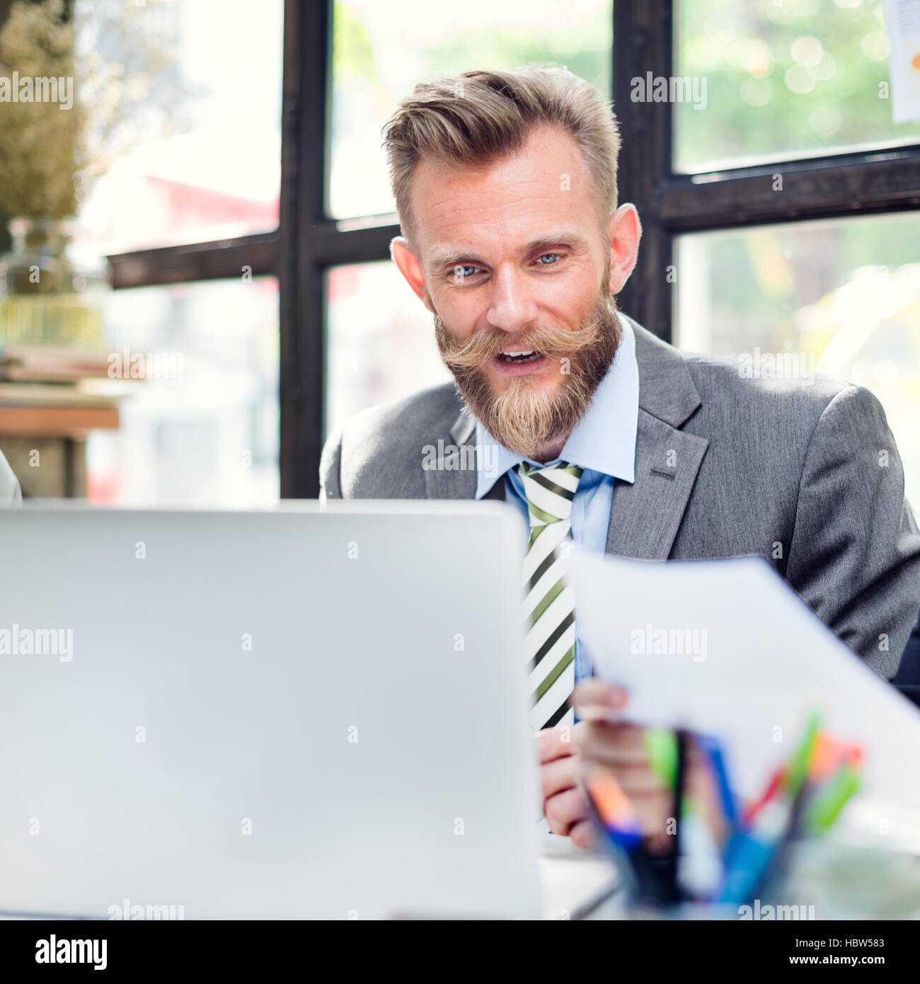 Businessman Laptop Planning Strategy Working Concept Stock Photo