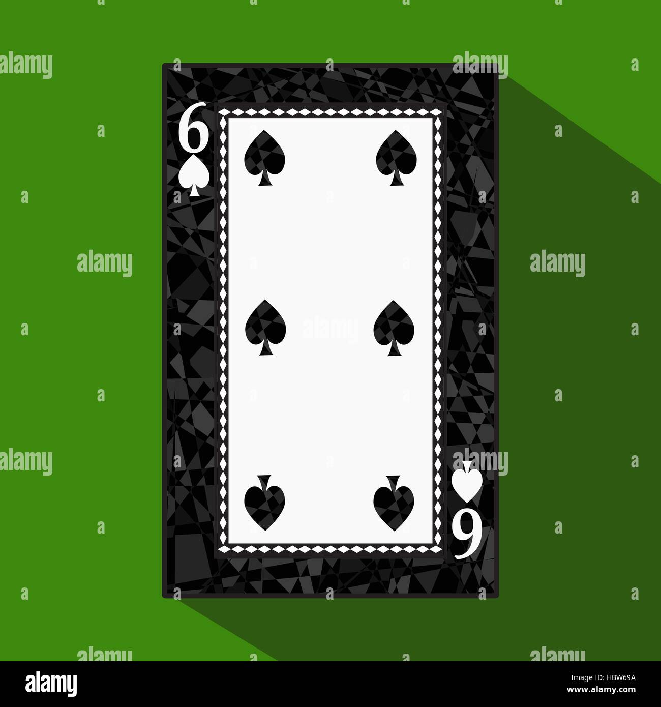 playing card. the icon picture is easy. peak spide 6 about dark region boundary. a vector illustration on a green background. application appointment  Stock Vector