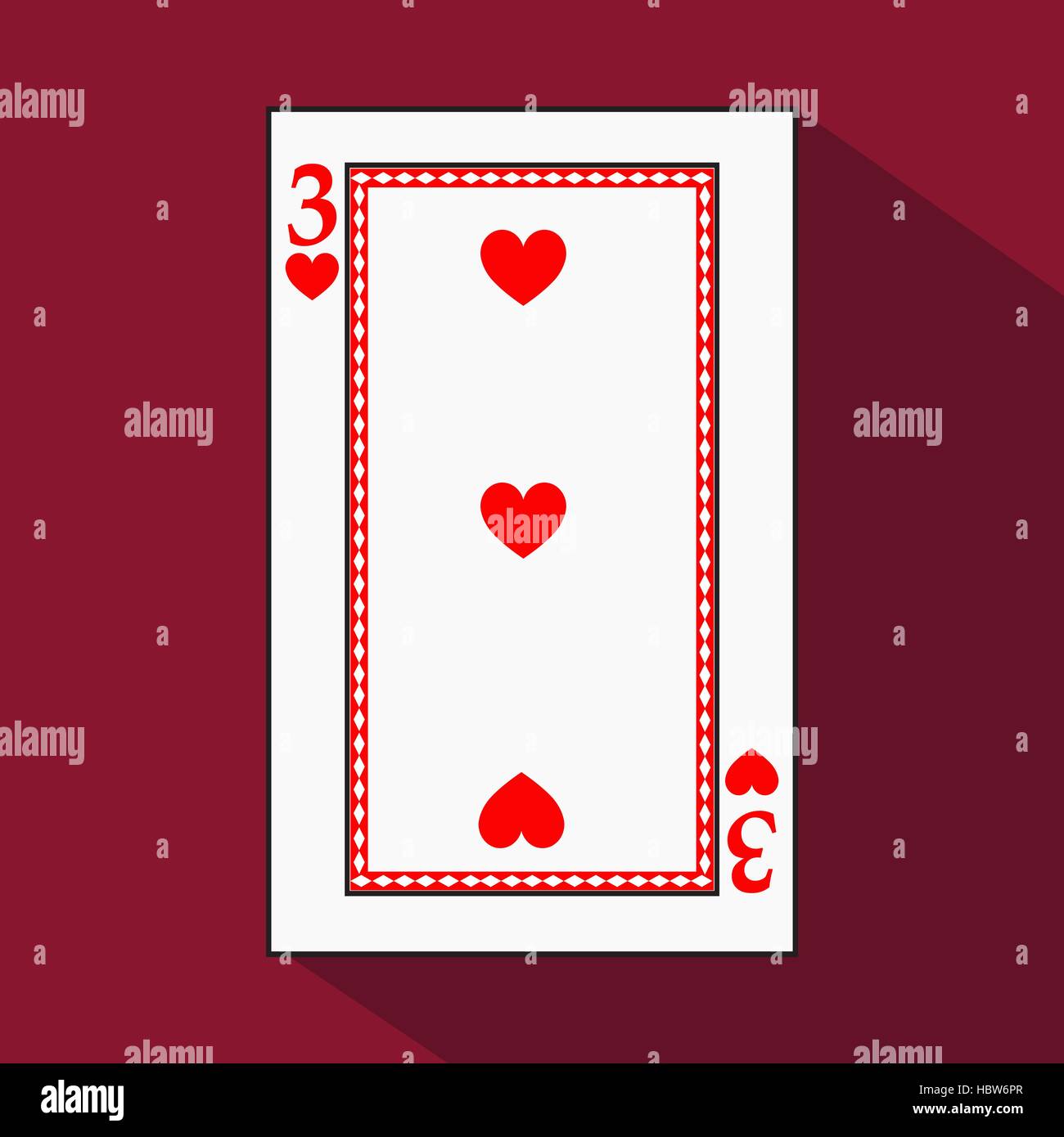 playing card. the icon picture is easy. HEART THIRD3 with white a basis ...