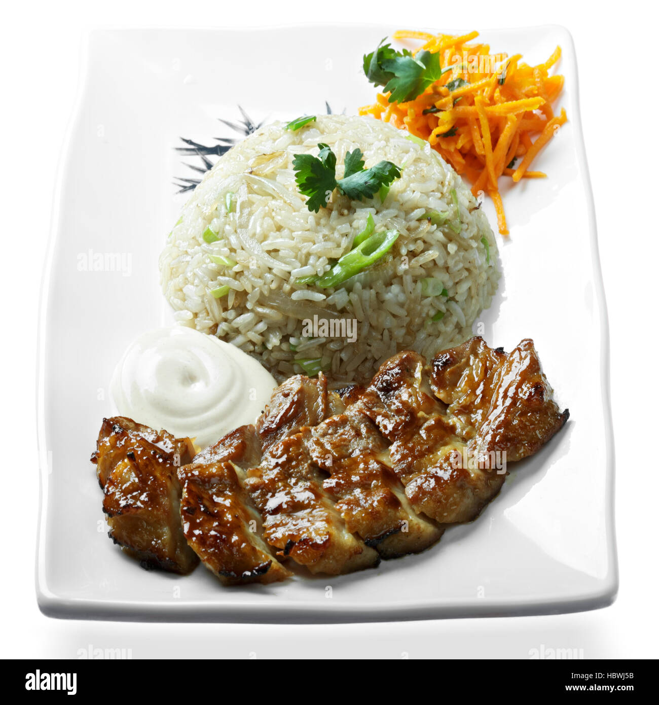 Meat Plus Rice Grilled meat with rice Stock Photo - Alamy