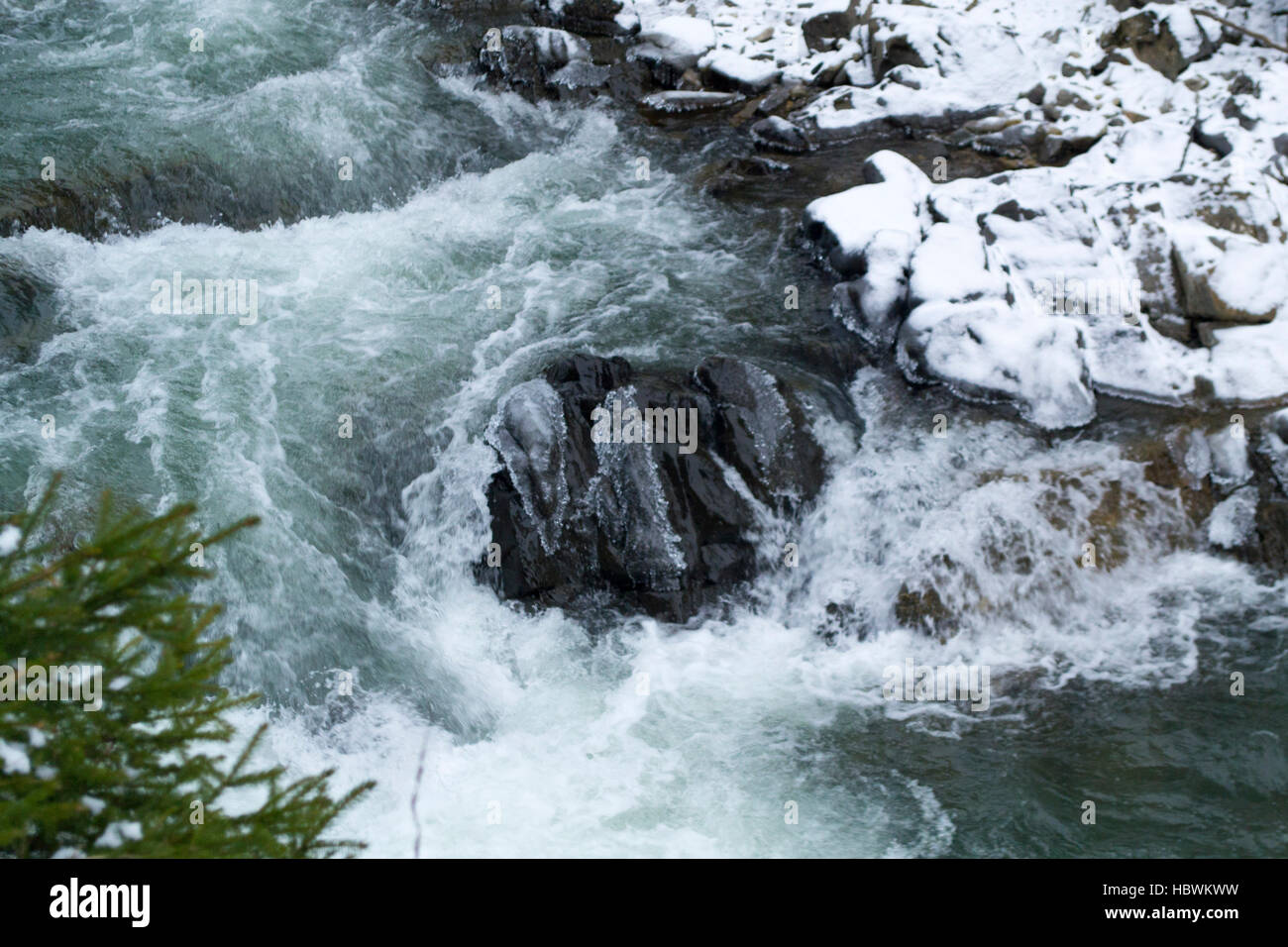 Mountain river in winter Stock Photo - Alamy