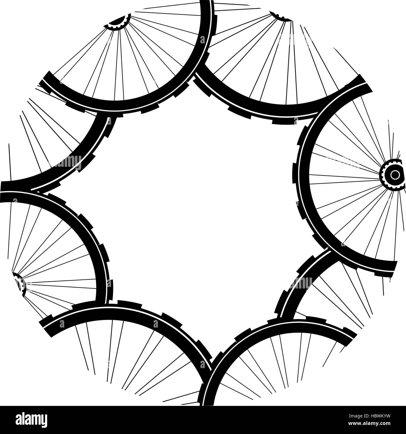 road and mountain bike wheels and tires pattern Stock Photo