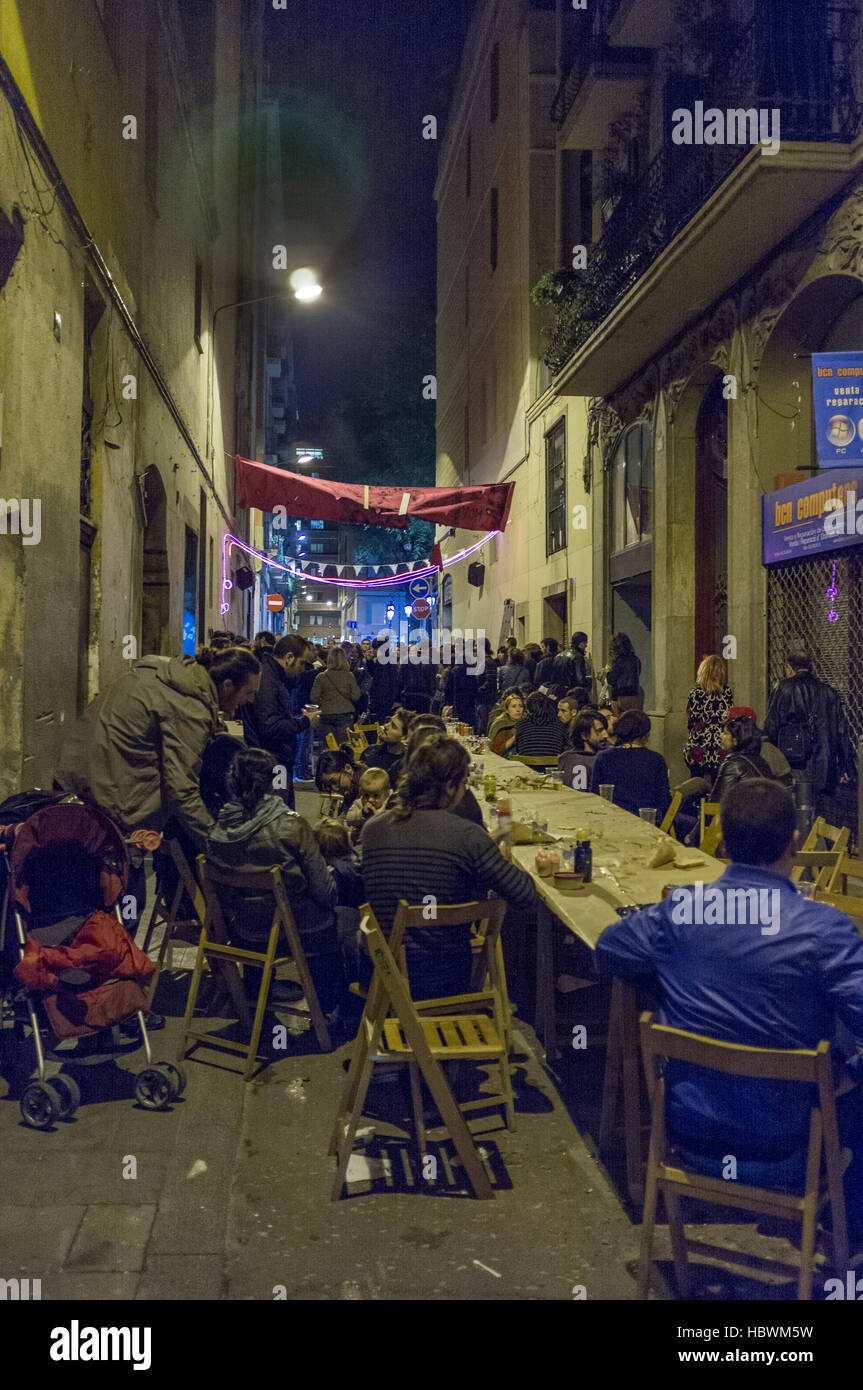 barcelona street party Stock Photo