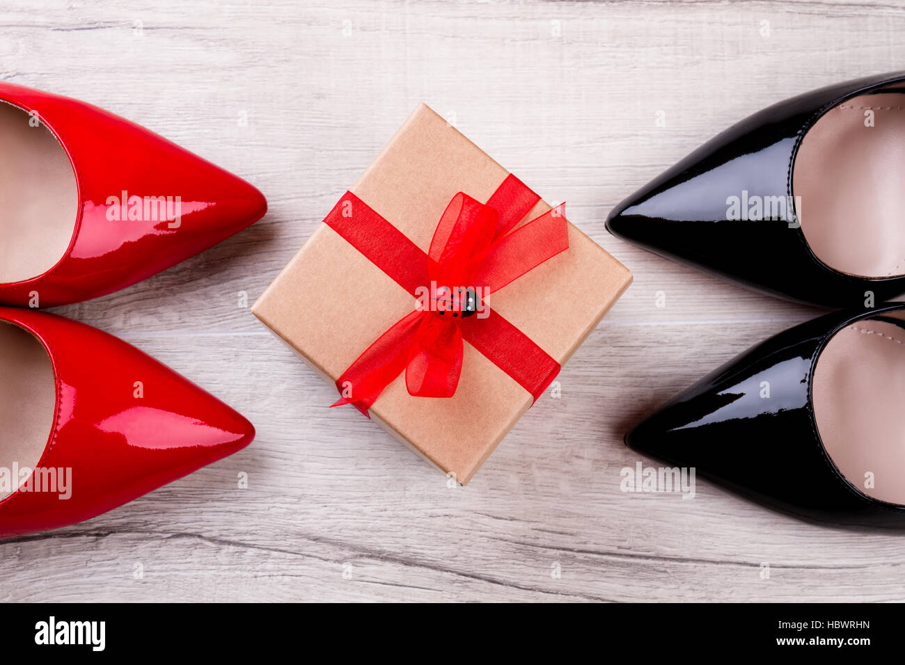 Black high heel shoes gift box hires stock photography and images Alamy