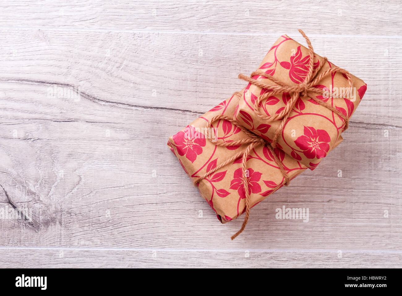 Gift paper wrapped boxes. Stock Photo
