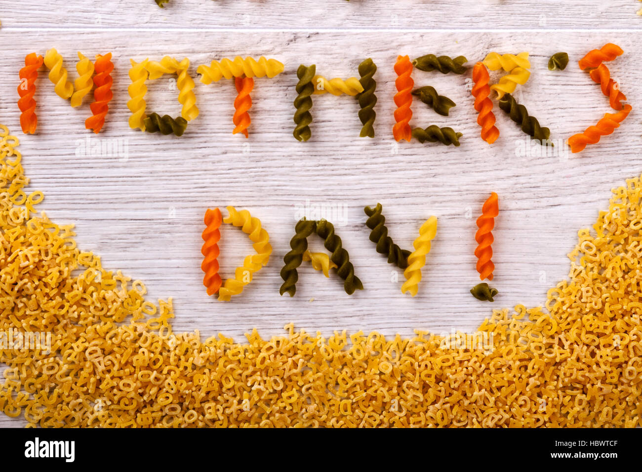 Mother's Day pasta formed text Stock Photo Alamy