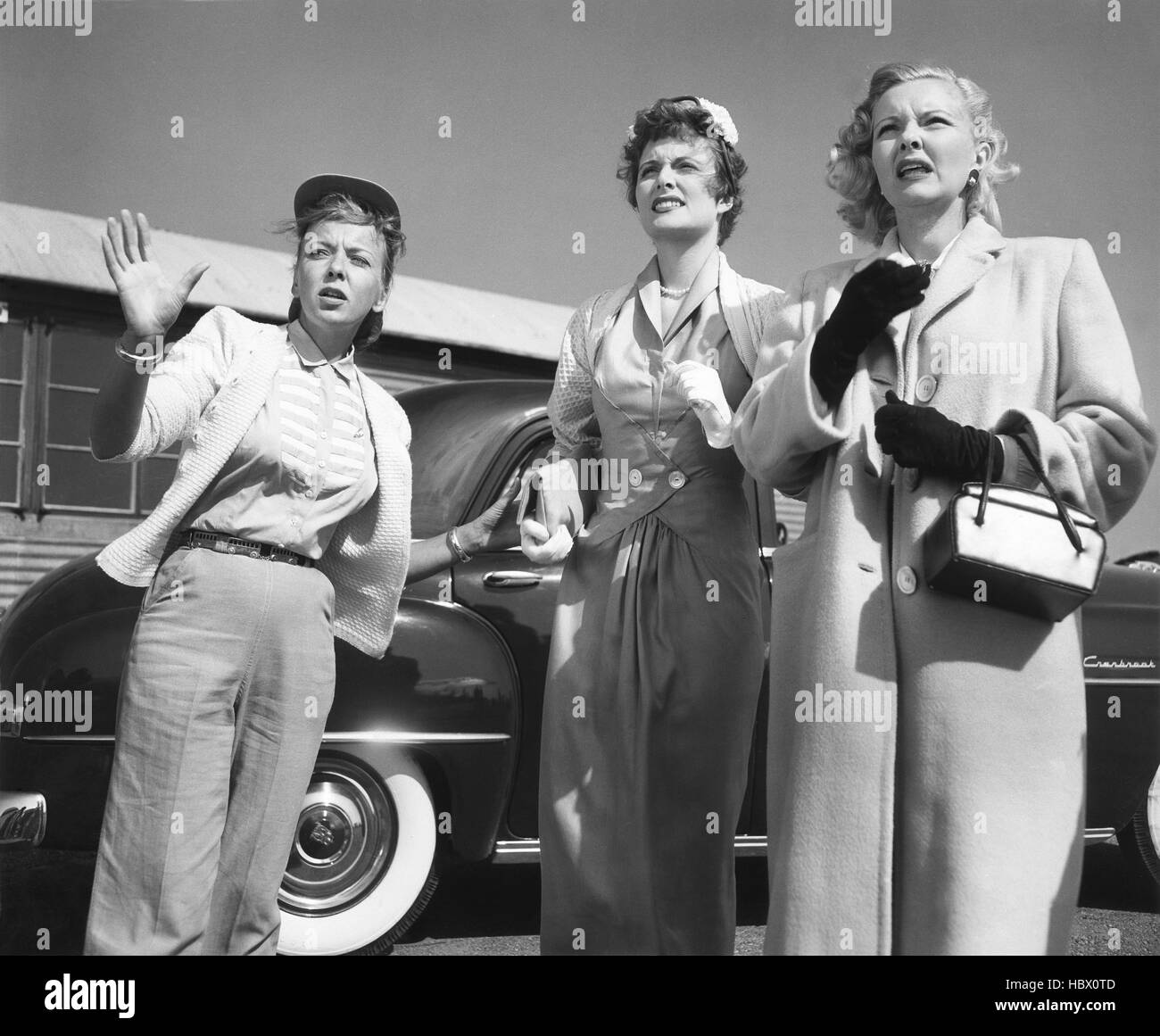 THE HITCHHIKER, director Ida Lupino (left), on set, 1953 Stock Photo