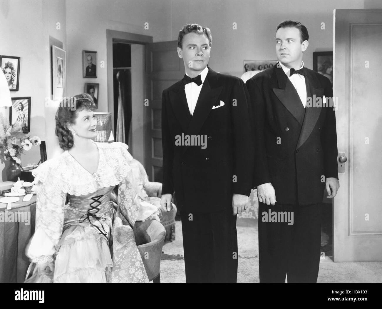 HIT THE HAY, from left, Gloria Holden, Ross Hunter, Grady Sutton, 1945