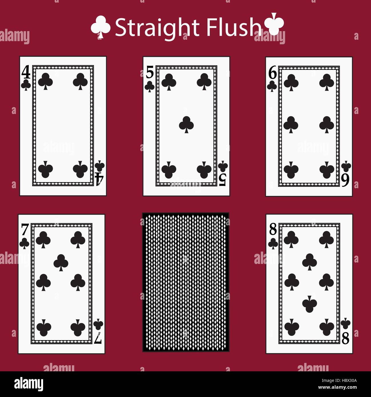straight flush playing card poker combination. vector illustration eps
