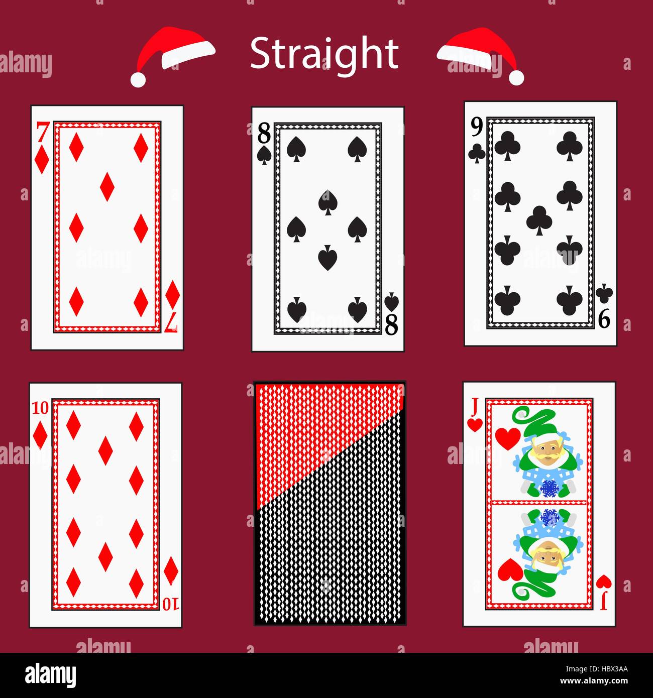 straight playing card poker combination. vector illustration eps 10. On
