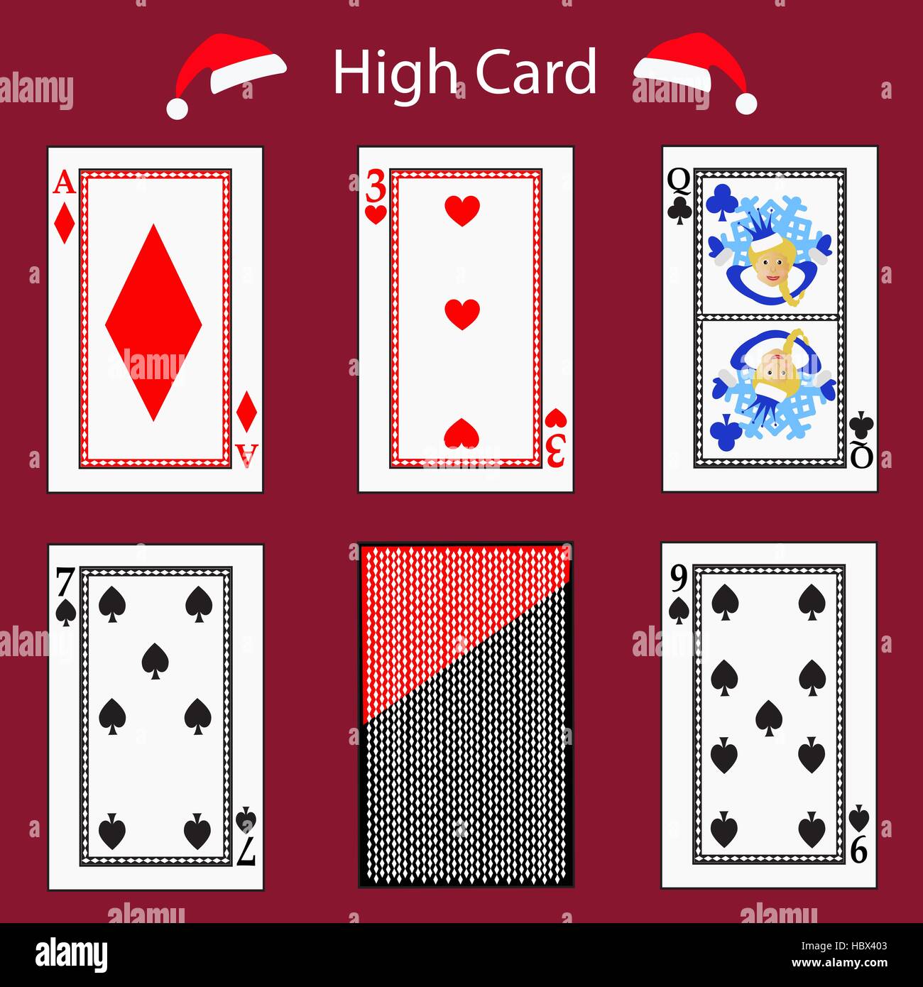 high card playing card poker combination. vector illustration eps 10