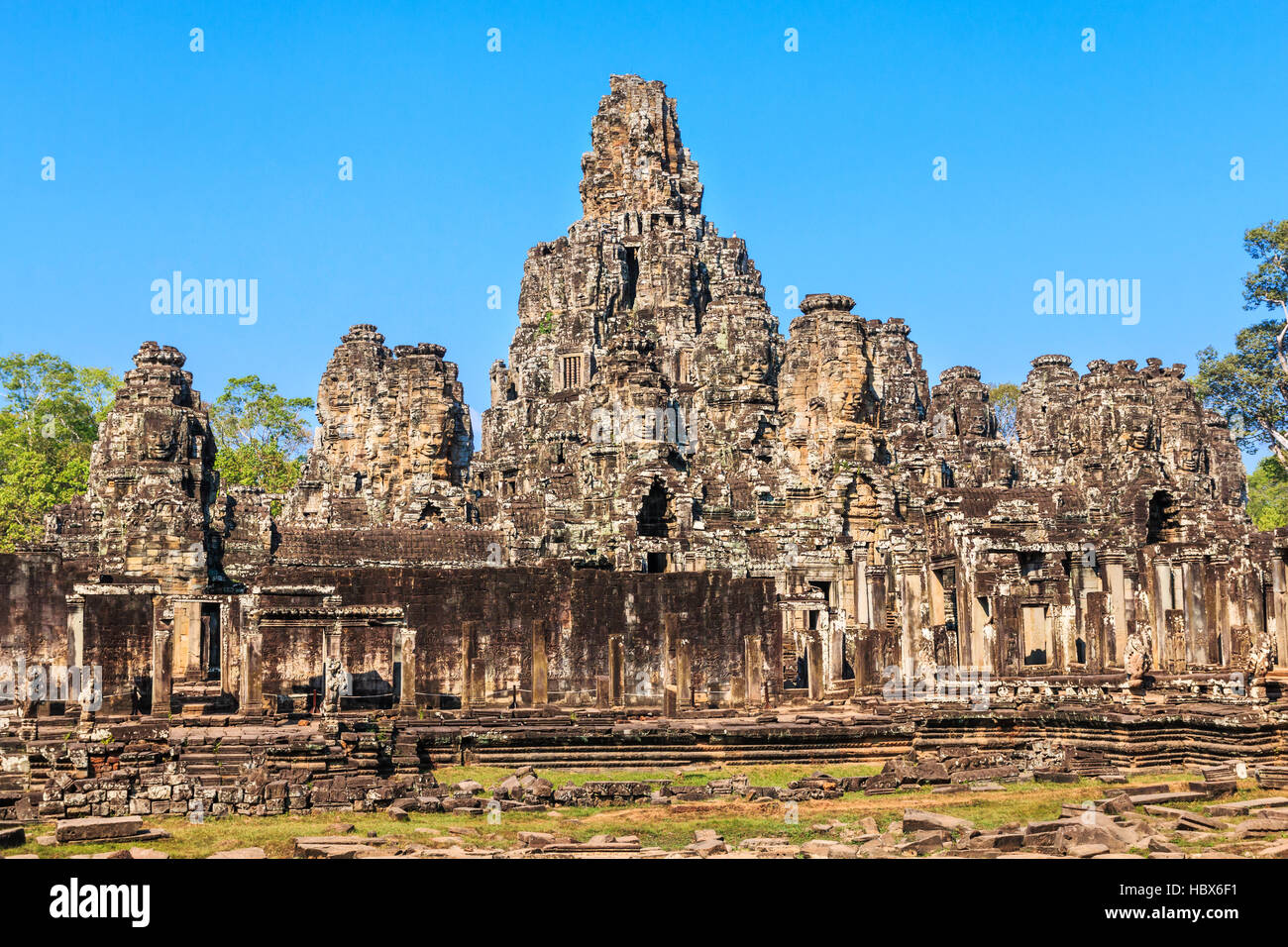 Angkor, Cambodia. Bayon Temple Angkor Thom. Ancient Khmer architecture. Stock Photo