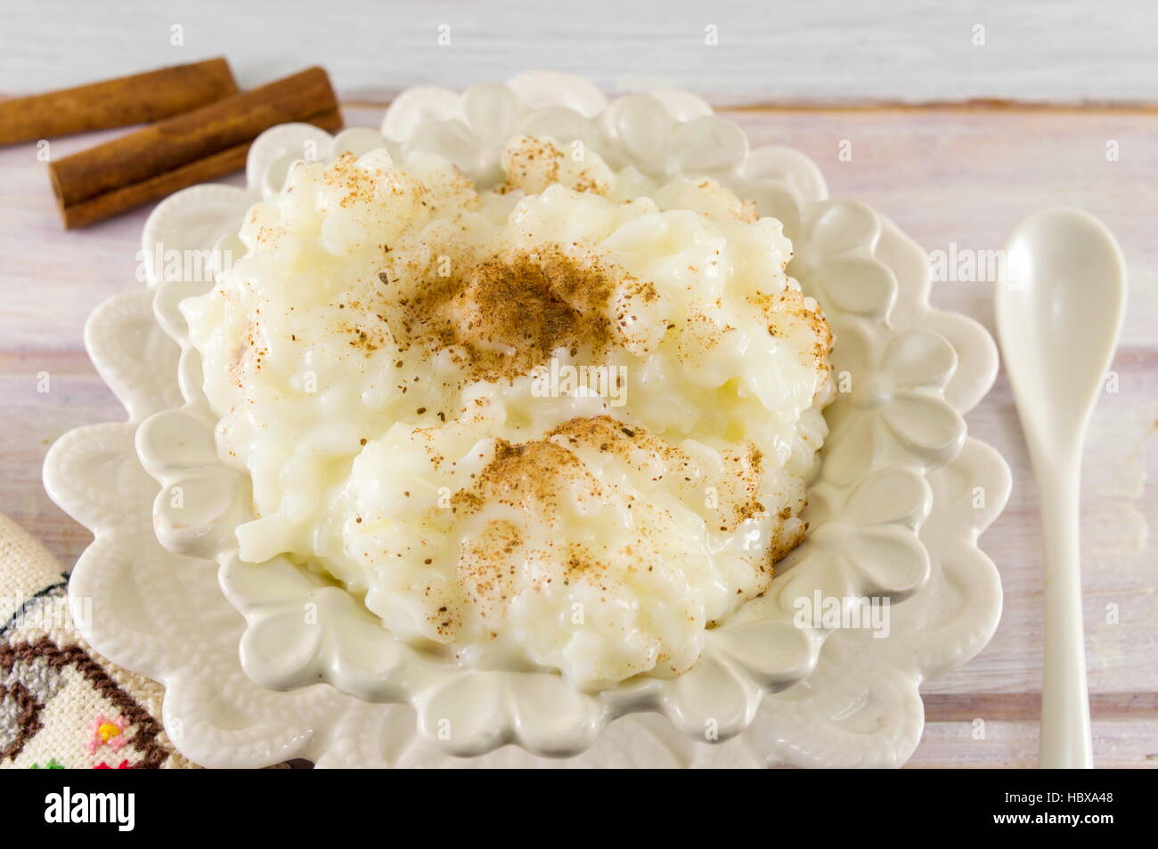 rice milk dessert covered with cinnamon powder Stock Photo Alamy