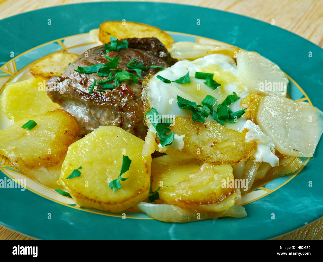 Bife a Portuguesa Steak and Egg Portuguese Style Stock Photo Alamy