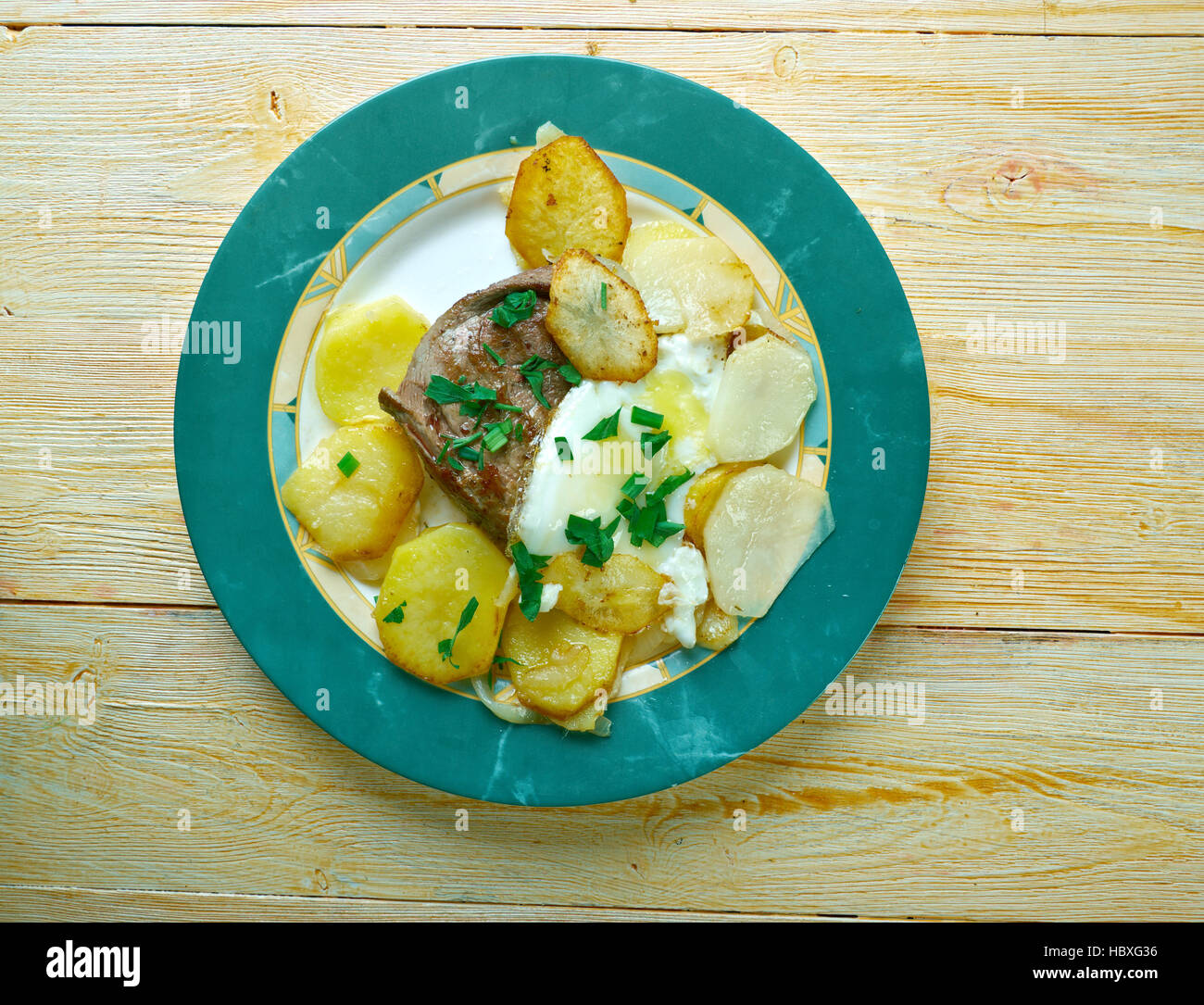 Bife a Portuguesa Steak and Egg Portuguese Style Stock Photo Alamy