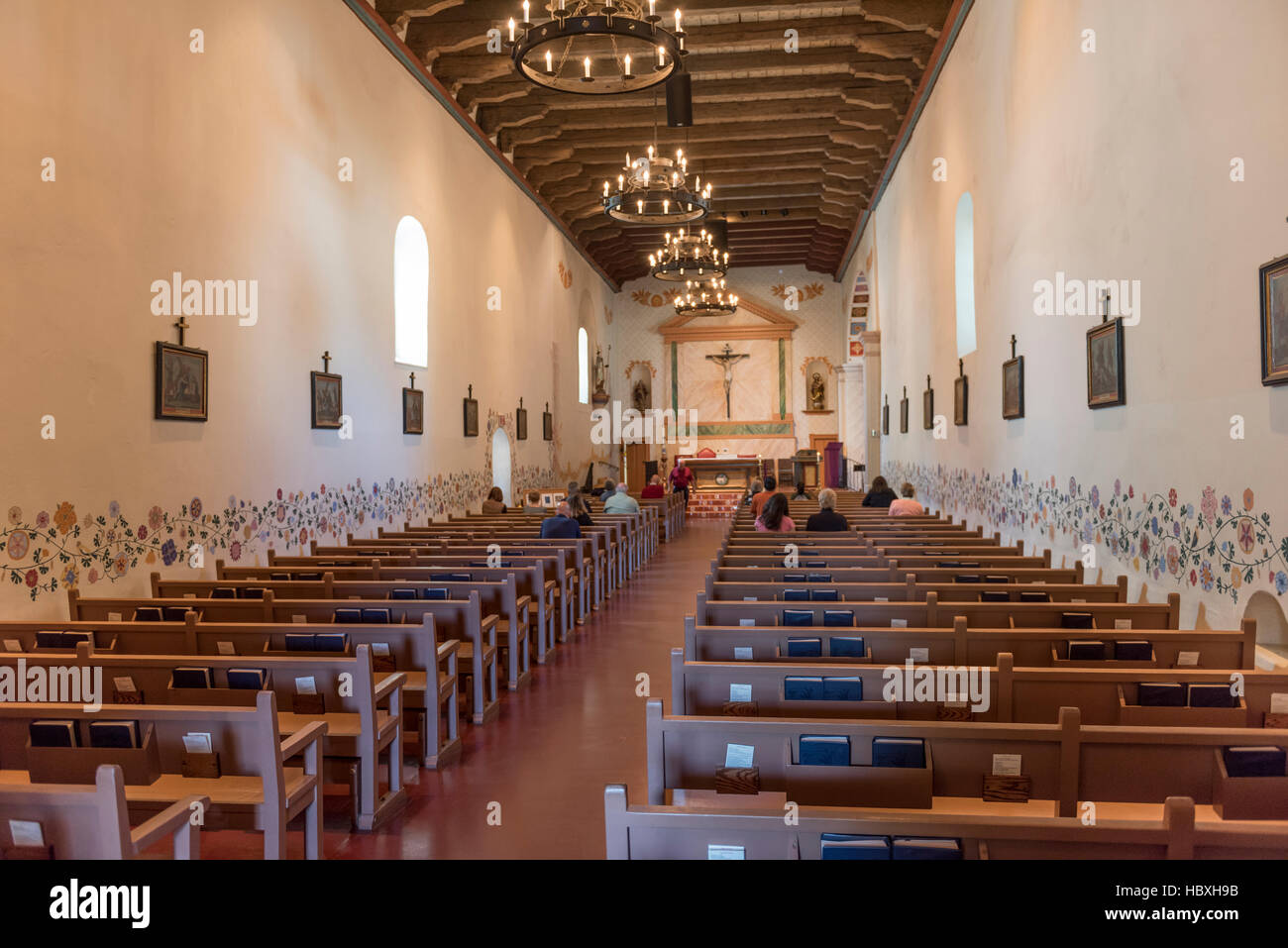 Interior of The Mission San Luis Obispo de Tolosa in San Luis Obispo, California, USA. Stock Photo