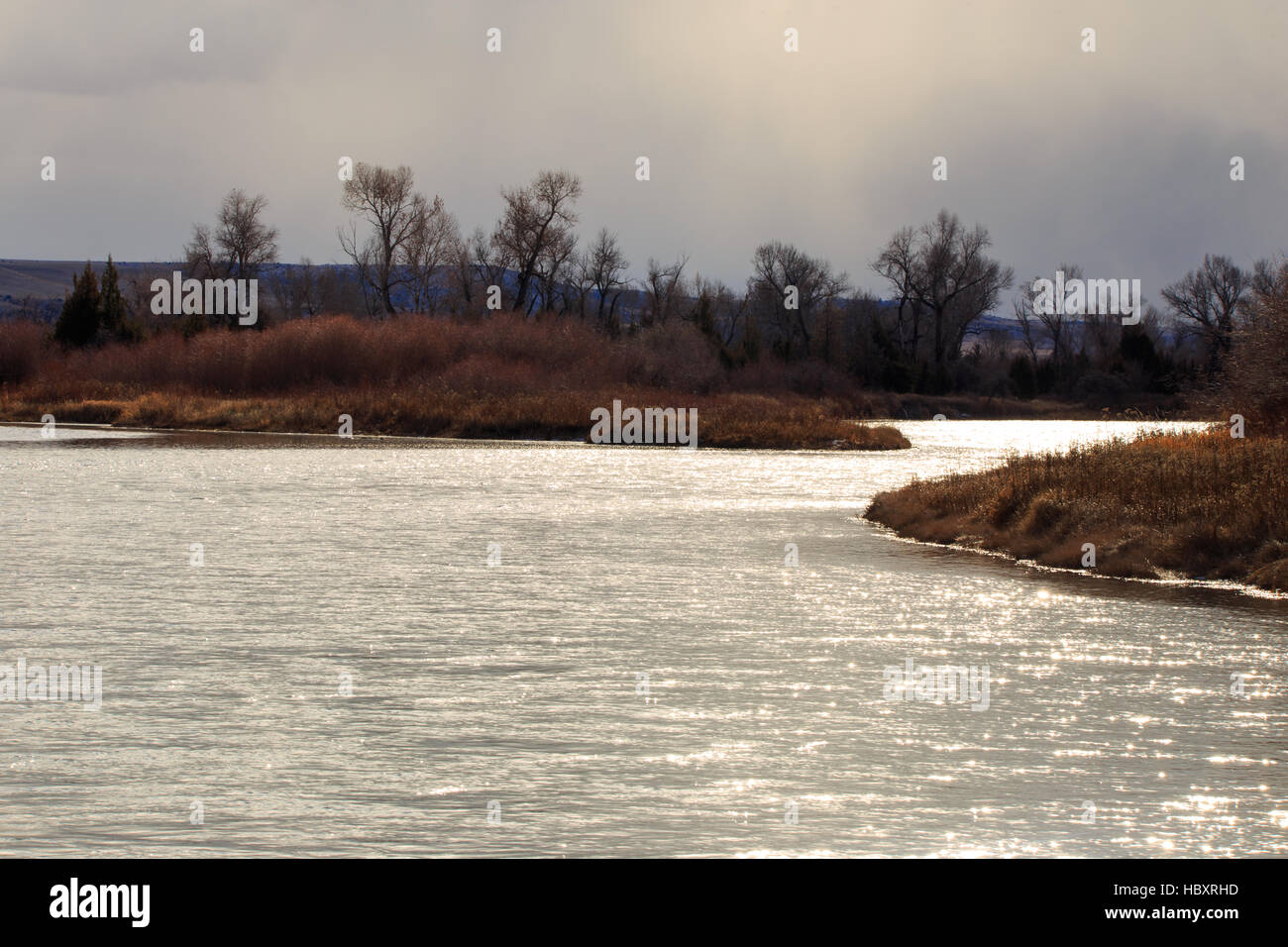 Landscape of the river at Missouri Headwaters State Park, Montana. Stock Photo