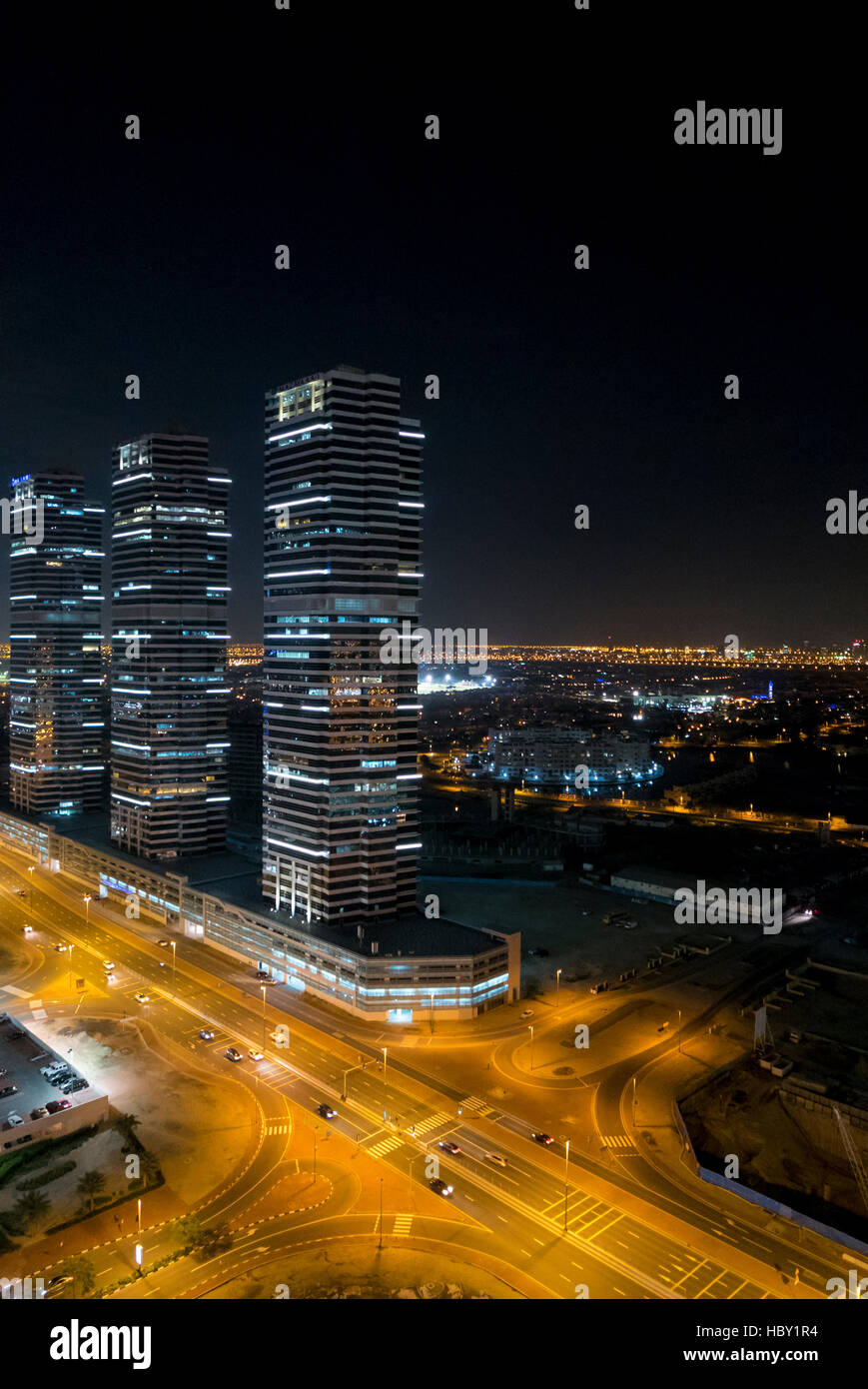 Night city skyline in Marina district, Dubai Stock Photo Alamy