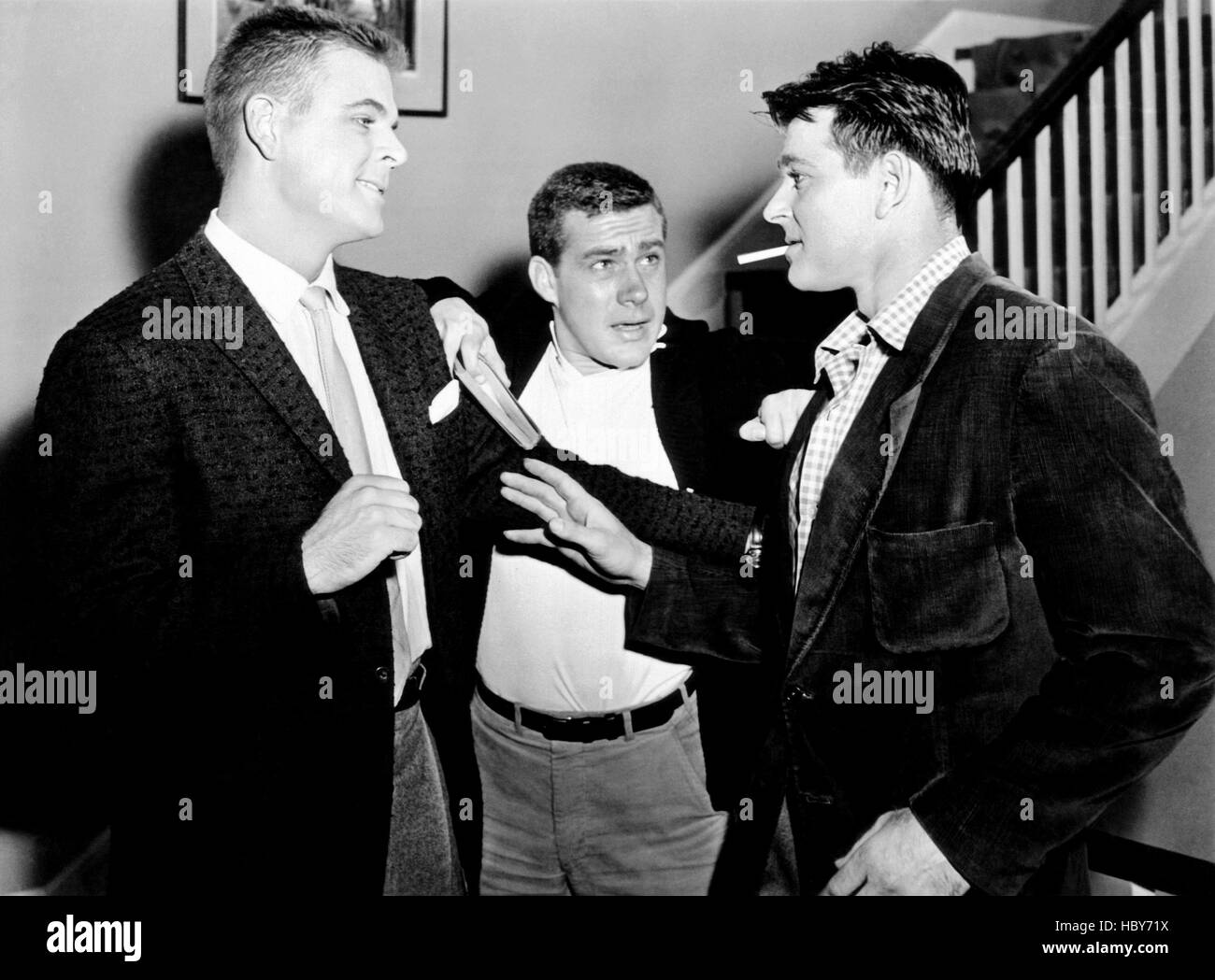 JOHNNY TROUBLE, center and right, Jack Larson, Stuart Whitman, 1957 ...