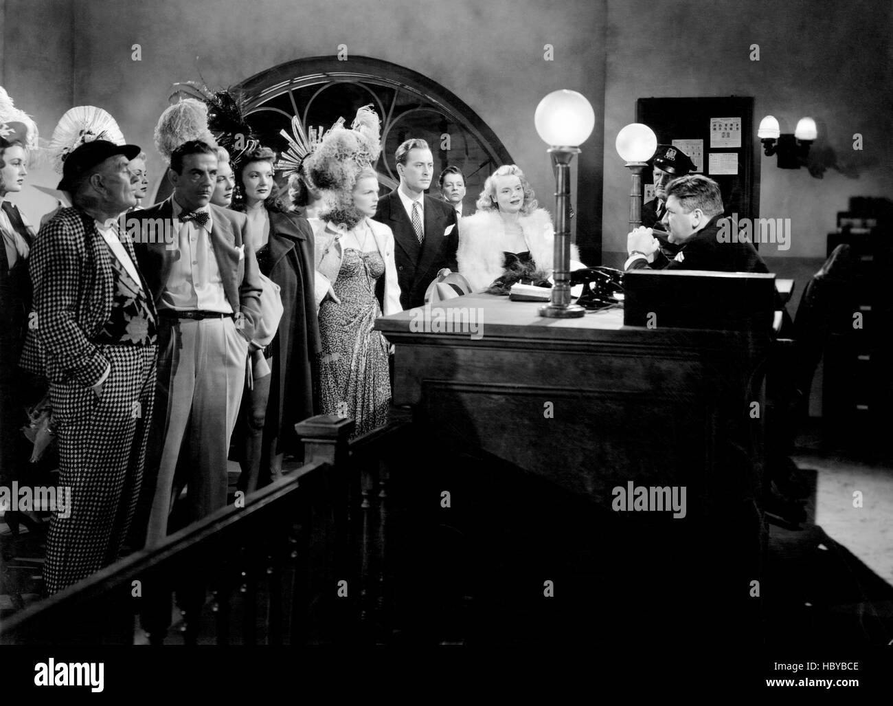 LINDA BE GOOD, from center left, Elyse Knox, John Hubbard, Marie Wilson, Leonard Bremen, 1947 Stock Photo