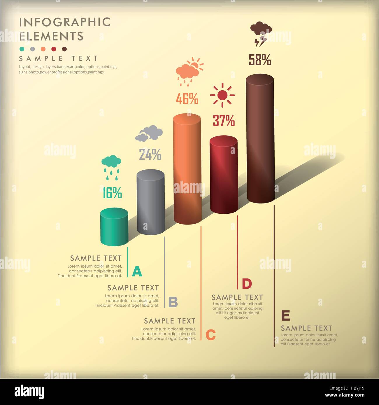 realistic vector abstract 3d cylinder infographic elements Stock Vector ...