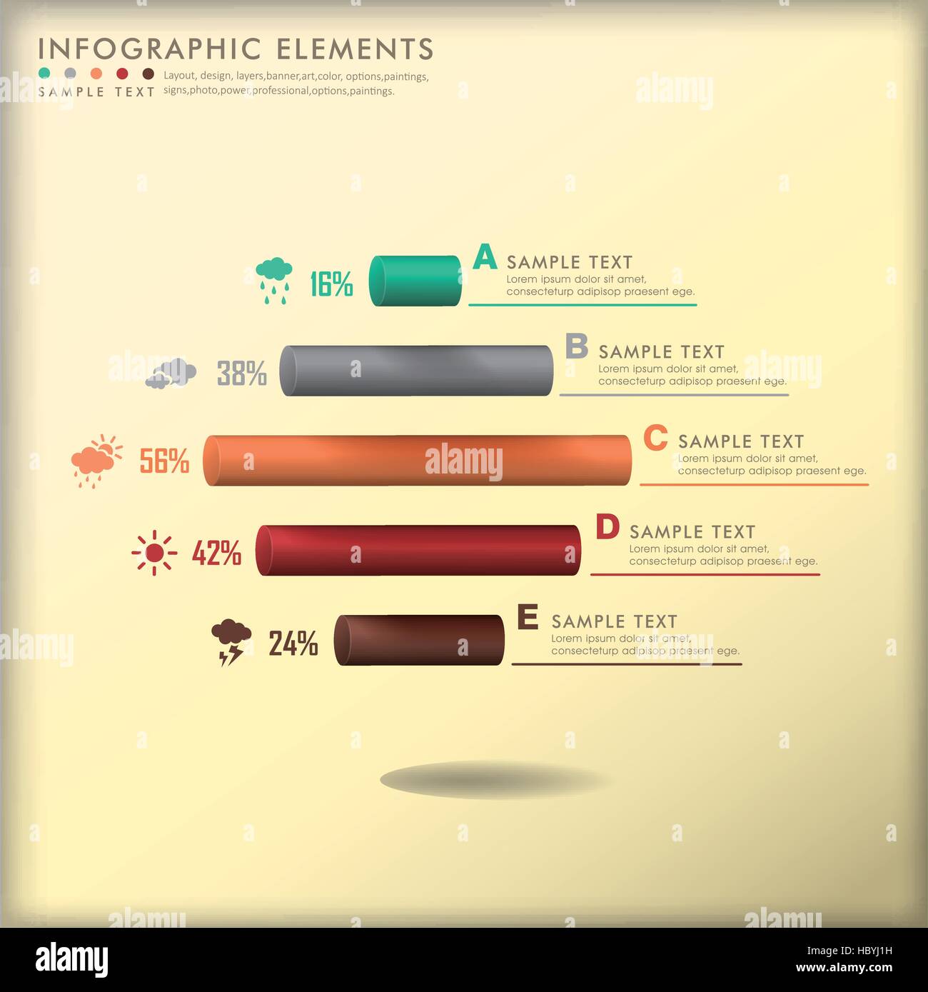 realistic vector abstract 3d cylinder infographic elements Stock Vector ...