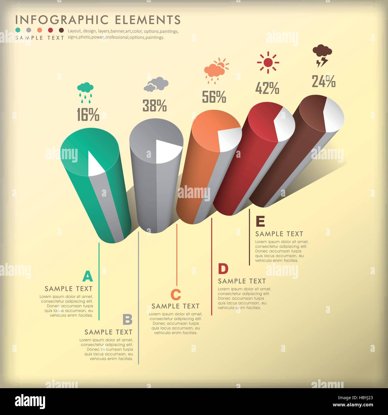 realistic vector abstract 3d cylinder infographic elements Stock Vector ...