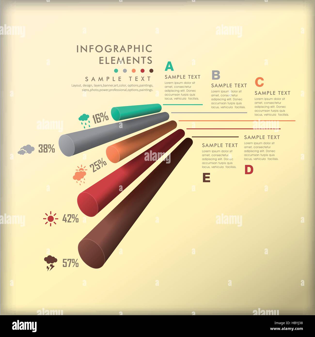 realistic vector abstract 3d cylinder infographic elements Stock Vector ...