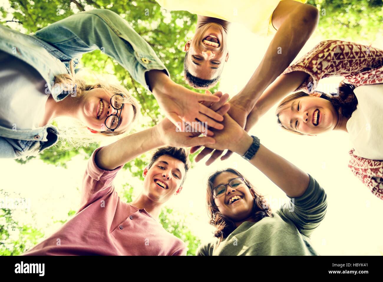 Diverse Teens Hands Together Concept Stock Photo - Alamy