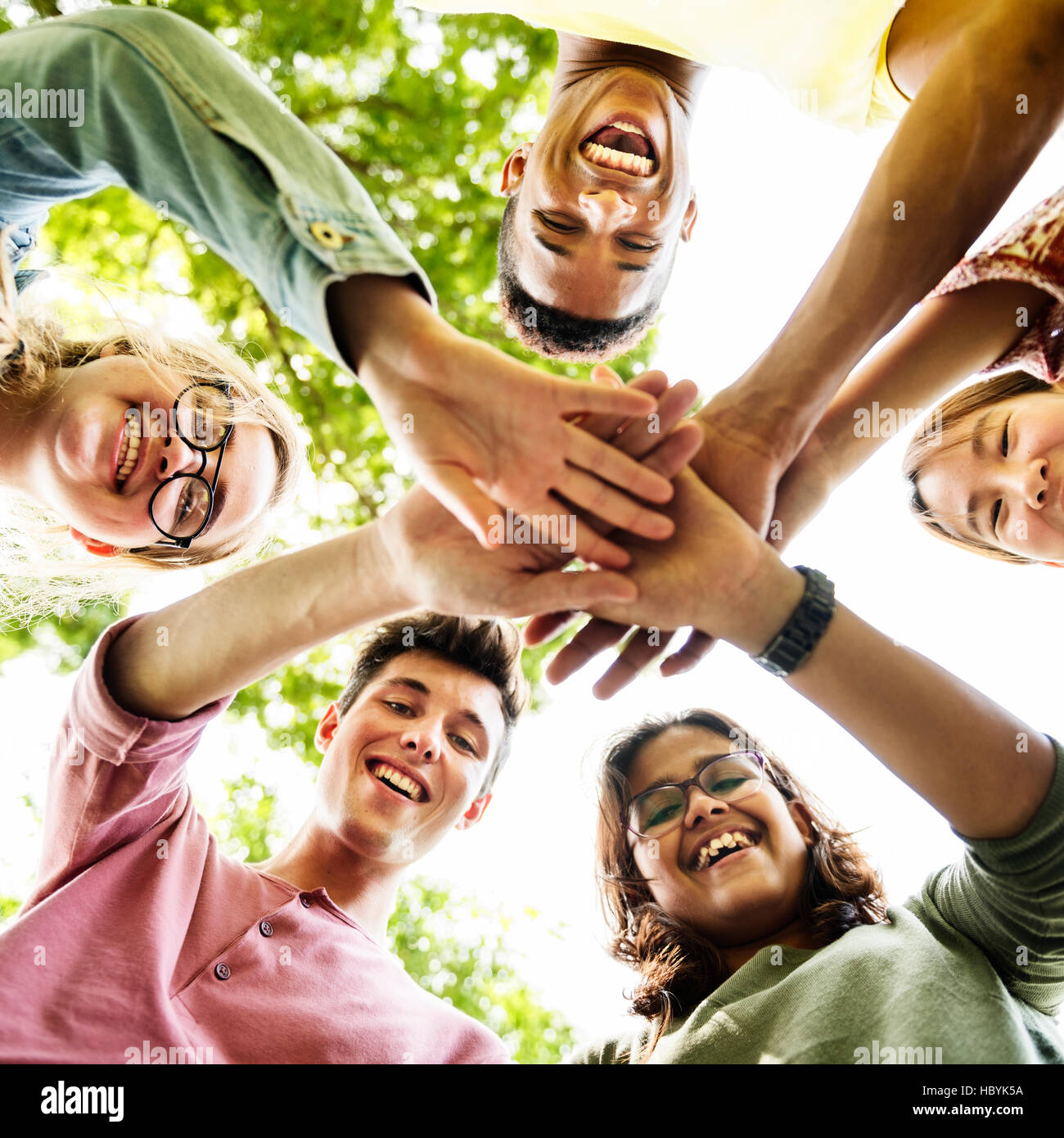 Diverse Teens Hands Together Concept Stock Photo - Alamy
