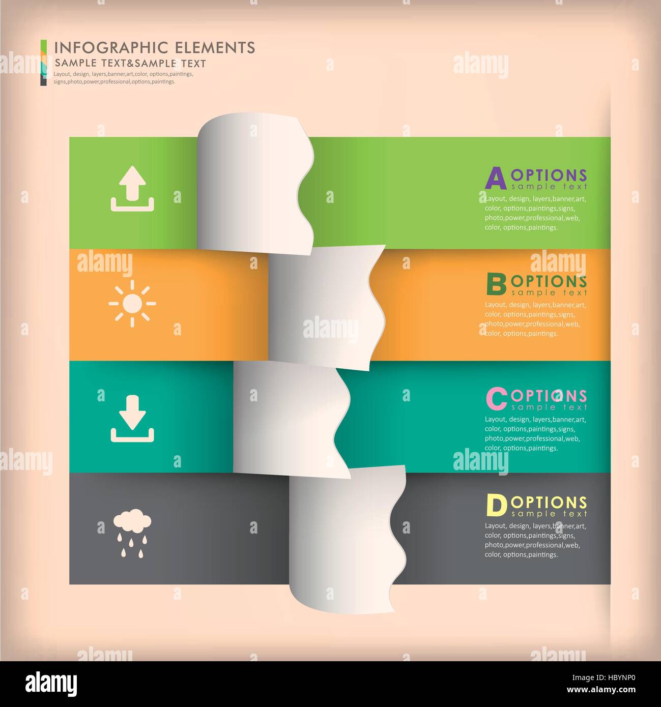 modern vector abstract 3d origami paper infographic elements Stock ...