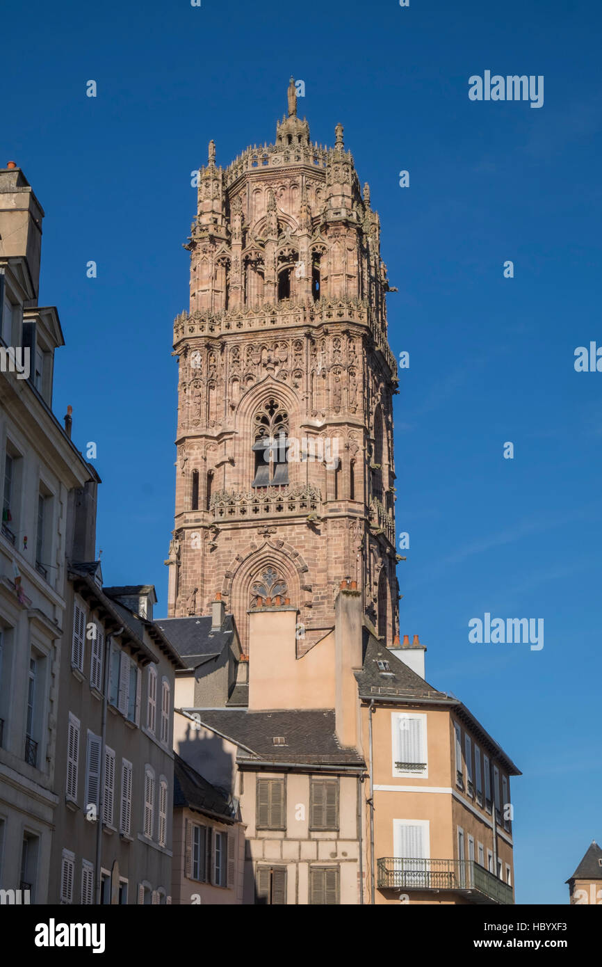 Notre-Dame Cathedral, 12th-16th century, Rodez, Aveyron, Languedoc-Roussillon-Midi-Pyrénées, France Stock Photo