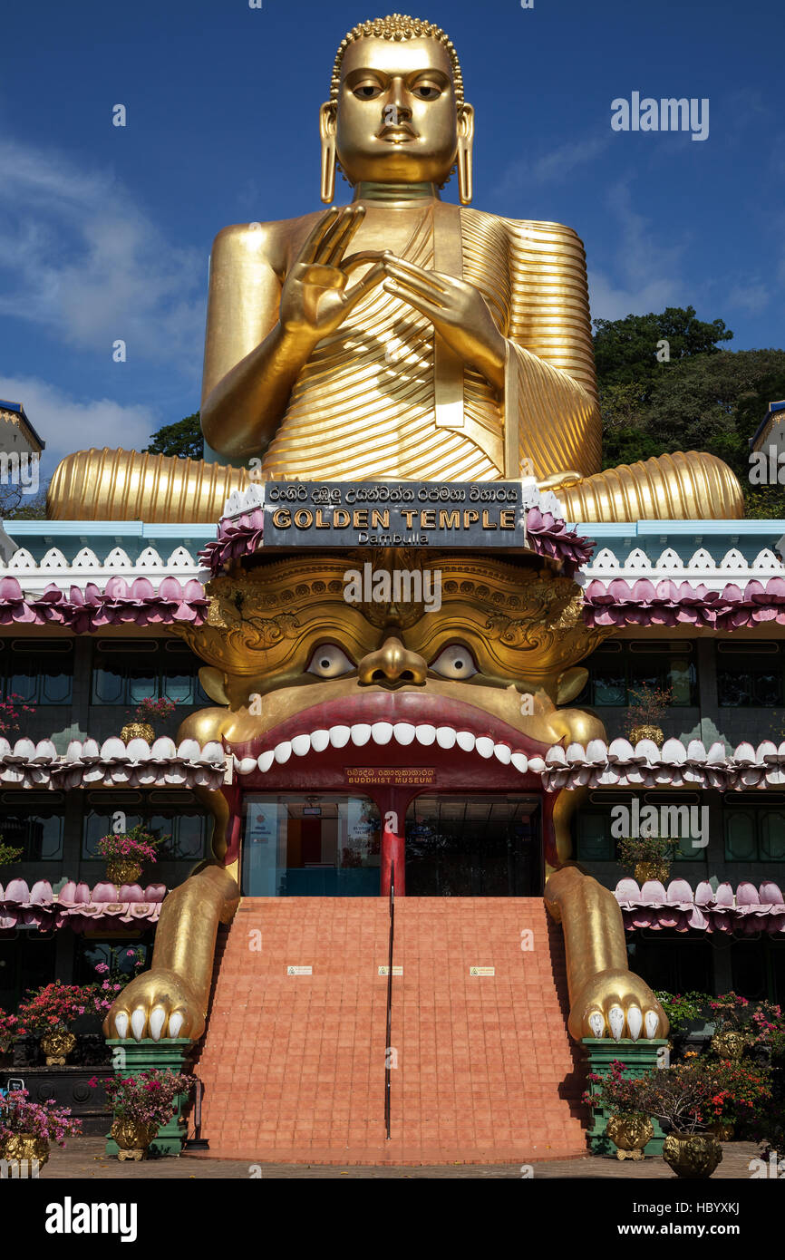 Golden Buddha statue, golden temple, Rangiri Vihara, Dambulla, Central Province, Sri Lanka Stock Photo