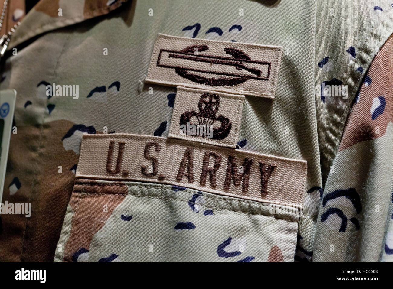 US Army General Norman Schwarzkopf name tag on fatigues - USA Stock Photo