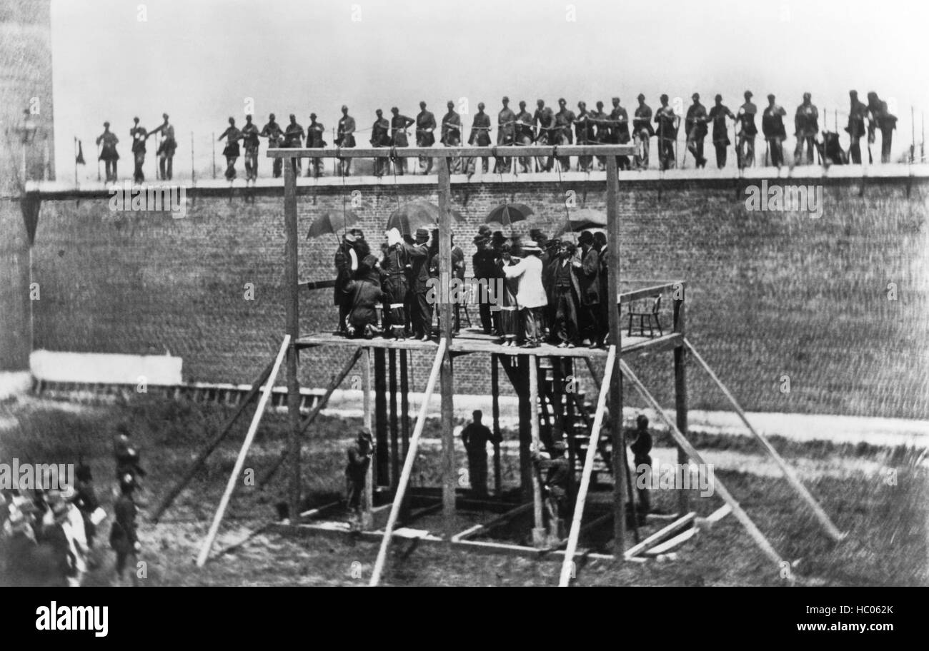THE LINCOLN CONSPIRACY, execution of Mary Surratt, Lewis Powell, David  Herold and George Atzerodt, July 7, 1865, 1977 Stock Photo - Alamy