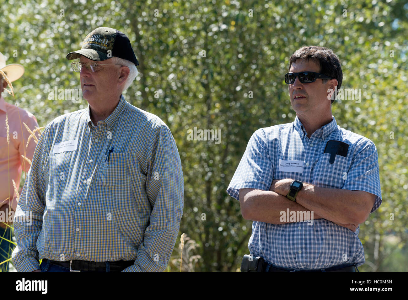 Oregon State Senator Bill Hansell and Representative Greg Barreto. Stock Photo