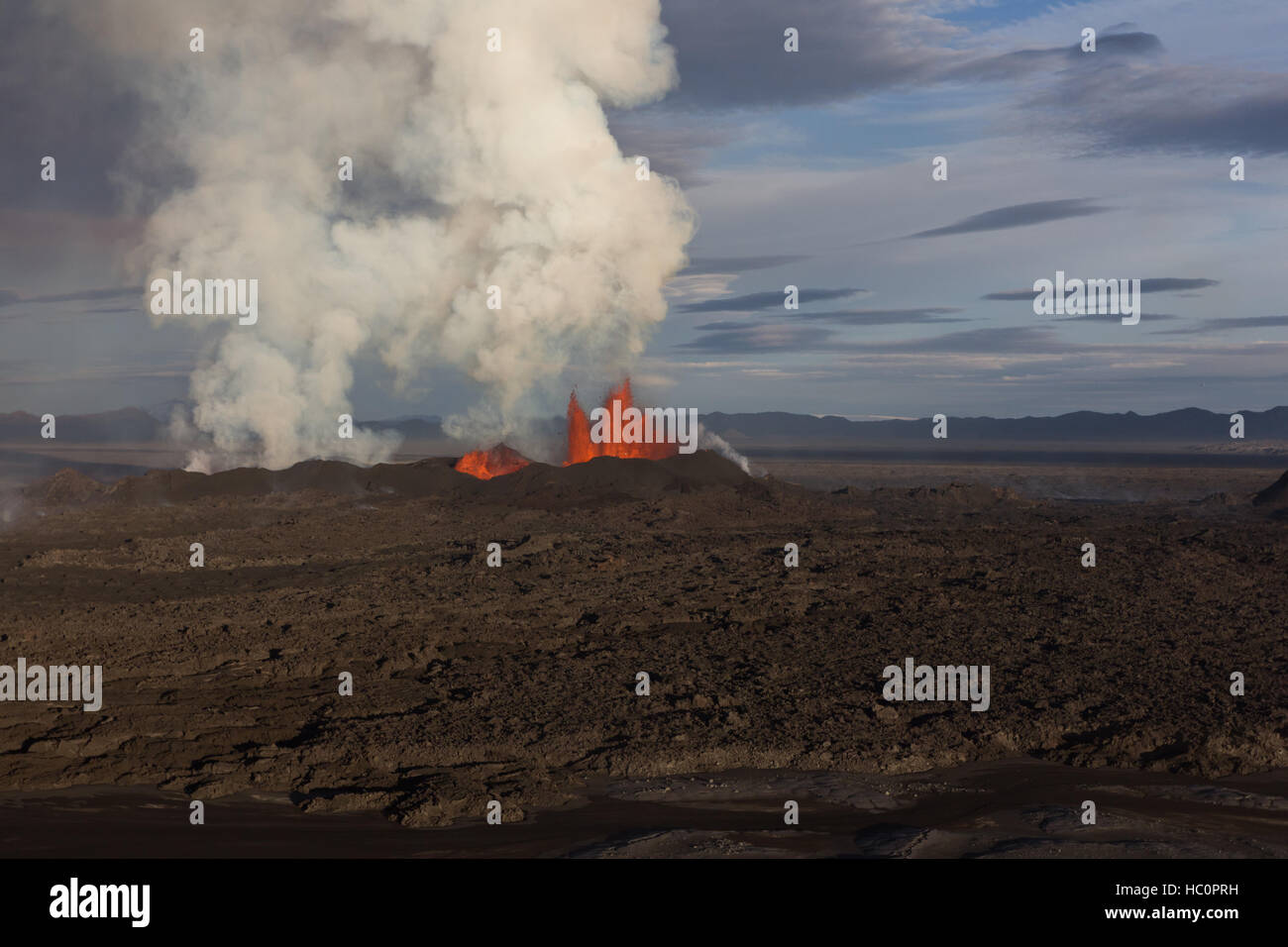 Holuhraun Iceland Volcano in Iceland september 2014 Stock Photo