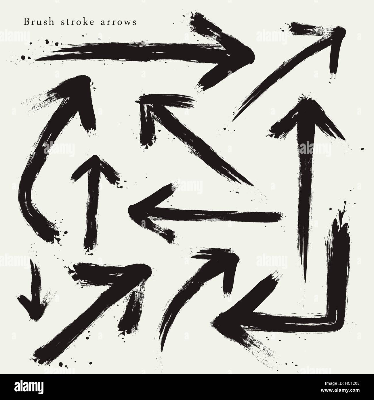 creative brush stroke arrows set isolated on beige background Stock ...