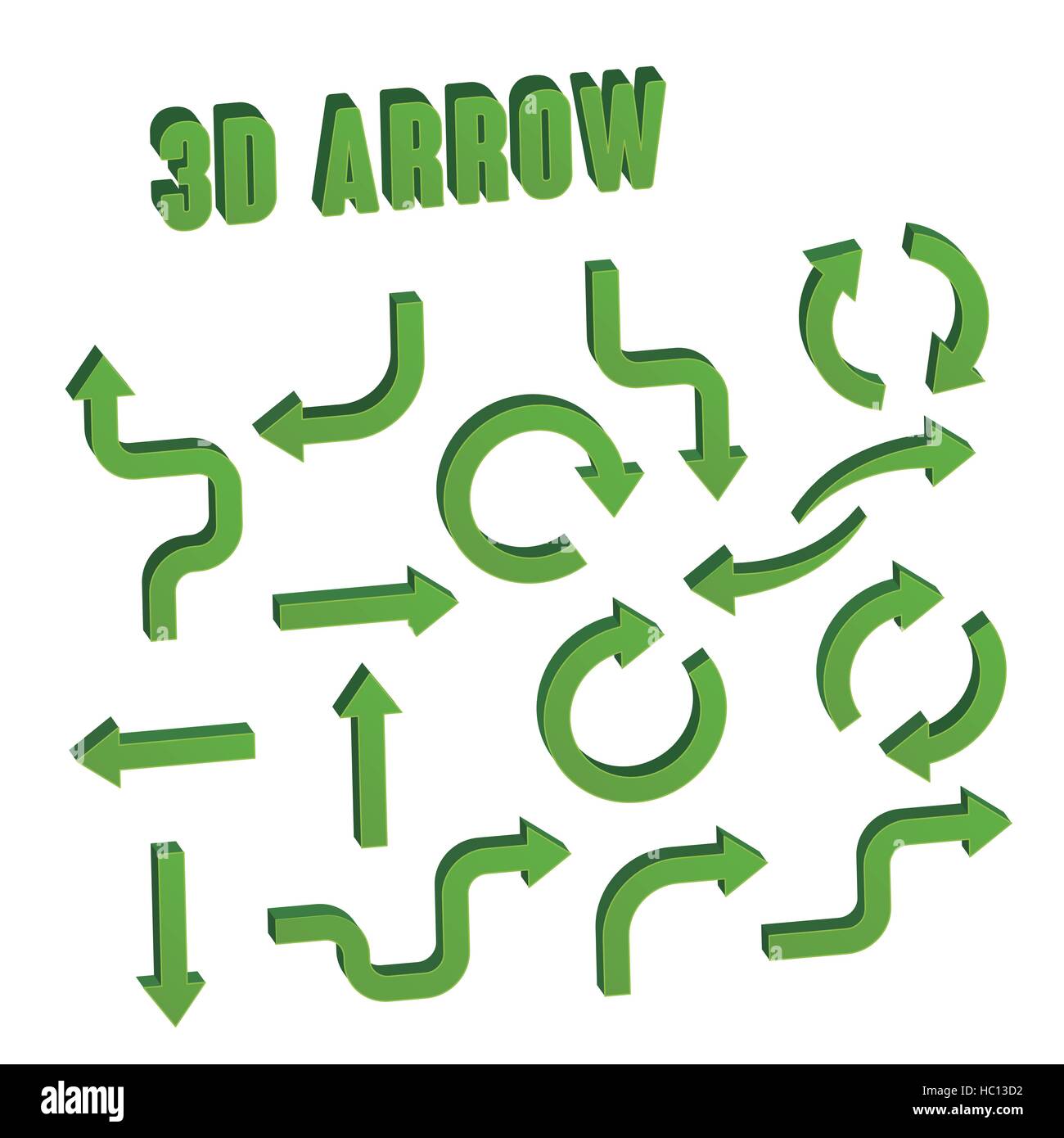 3d green arrow set collection over white background Stock Vector Image ...