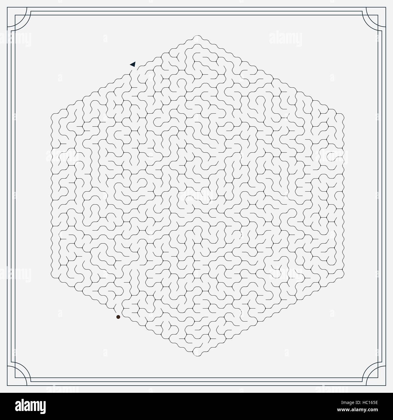 modern hexagon maze isolated on grey background Stock Vector