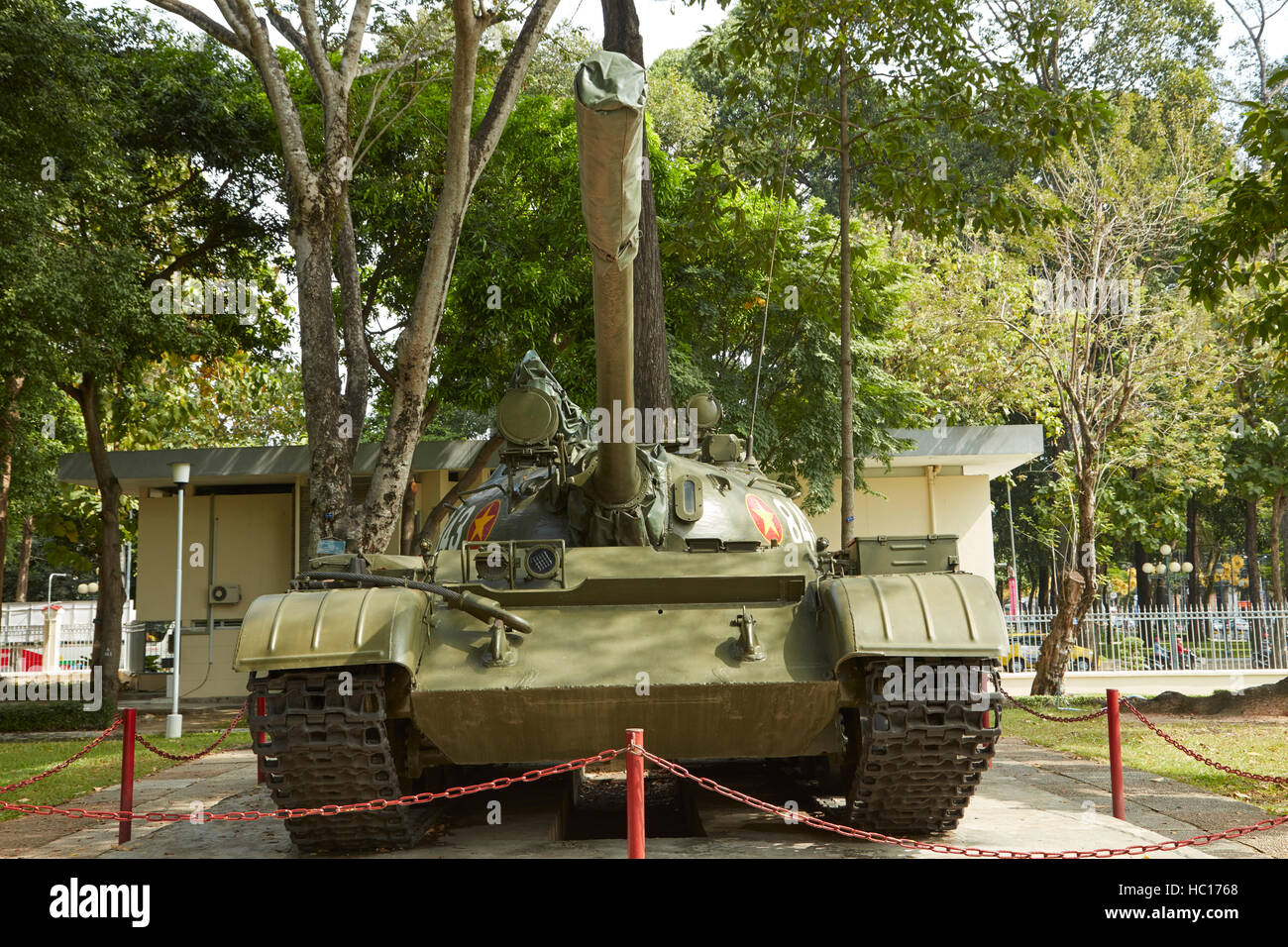 Soviet built tank in the grounds of the Reunification Palace (formerly Independence Palace), Ho Chi Minh City (Saigon), Vietnam Stock Photo