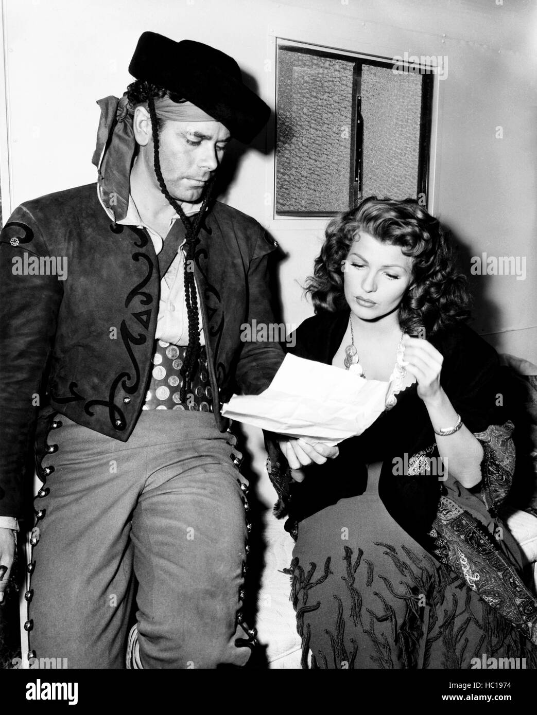 THE LOVES OF CARMEN, from left, Glenn Ford, Rita Hayworth, on-set ...