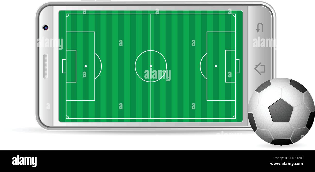 Smart phone soccer on a white background. Vector illustration. Stock Vector
