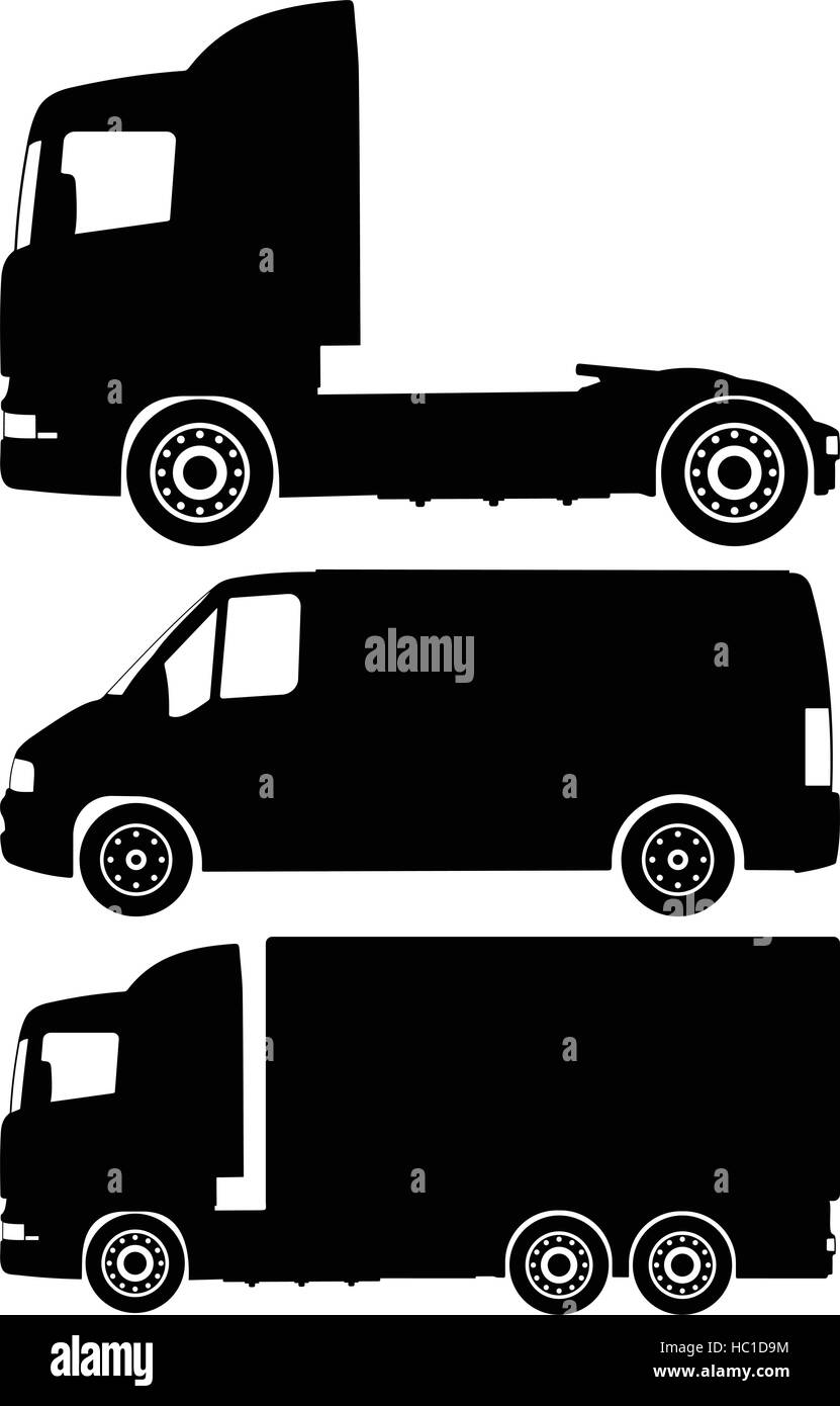 Silhouette trucks on a white background. Vector illustration Stock ...